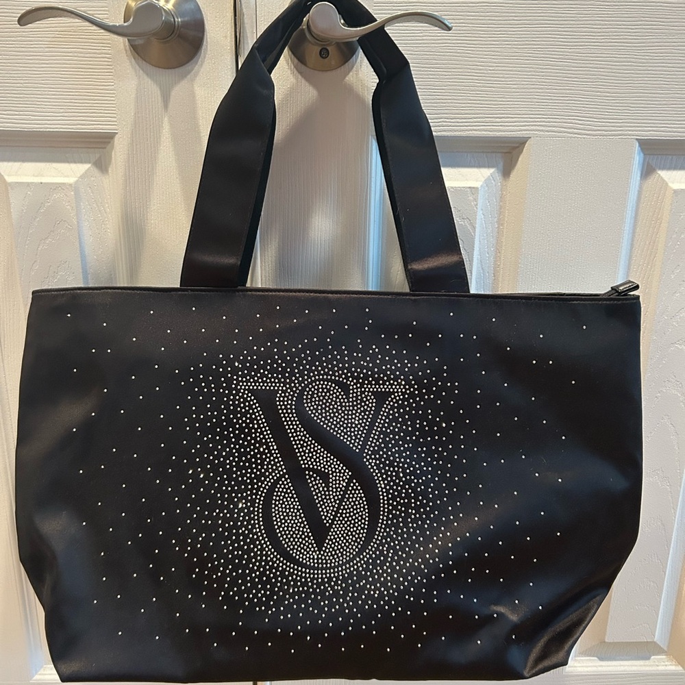 Victoria's Secret Black Rhinestone Embellished Tote
